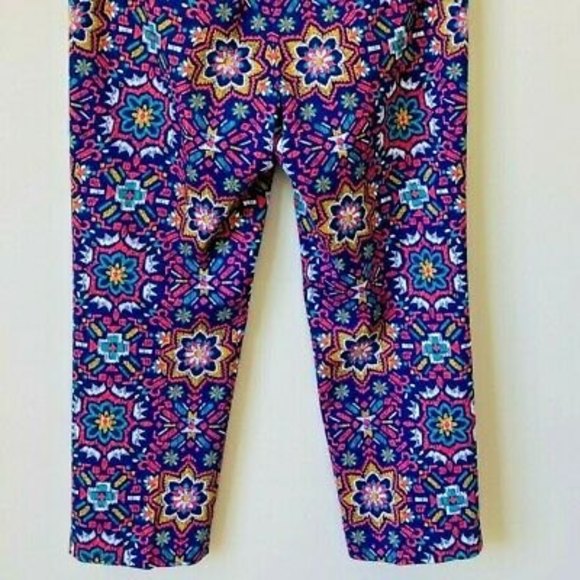 Lands End Chino Pants Women Size 10 Straight Leg 11" Rise Bright Colorful Aztec - Picture 5 of 12